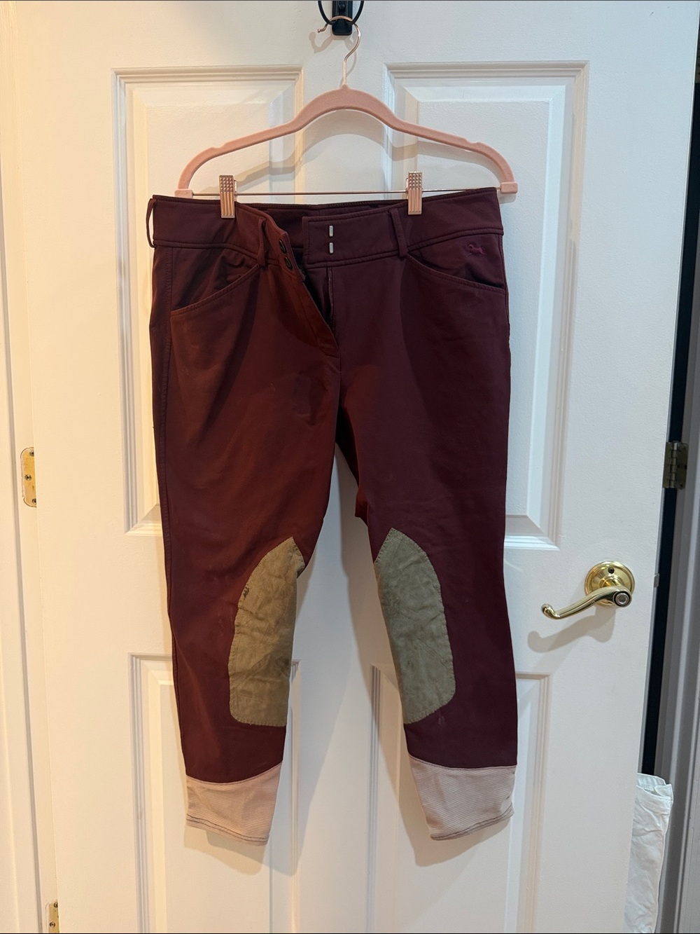 Burgundy Equestrian Breeches with Knee Patches
